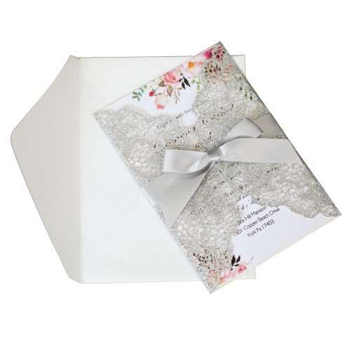 Elegant Invitation Wedding Supplies Laser Cut Glitter Paper Holiday Greeting Card